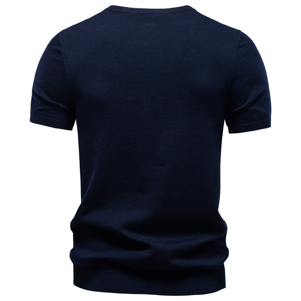 Pure Cotton Men's Short-sleeve Knitted T-shirt