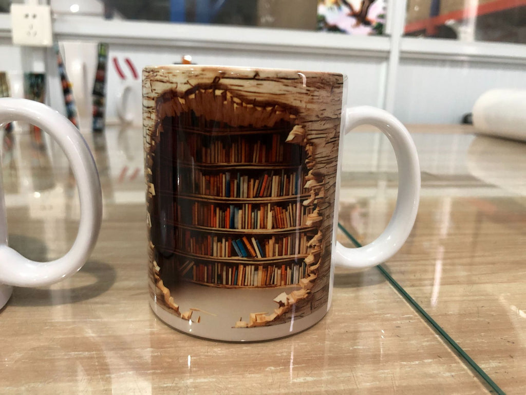 3D Book Shelf Ceramic Mugs