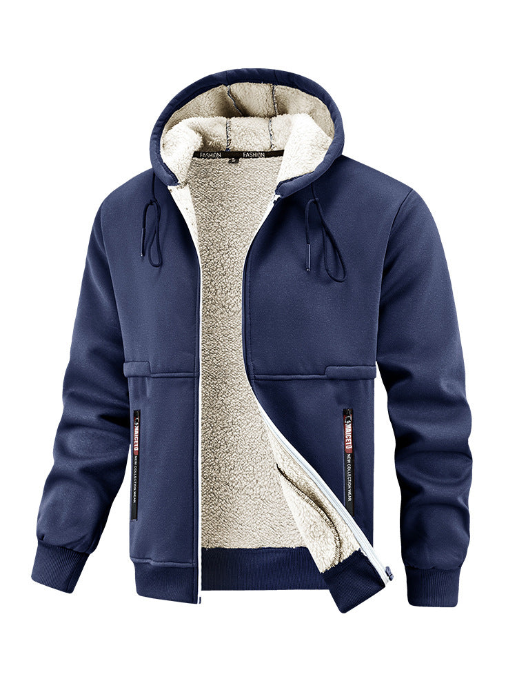 Mens Thickened Winter Lambswool Jacket | Warm Outdoor Coat
