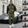 Men’s Fleece-Lined 2-Piece Hoodie & Cargo Jogger Set (Raglan Sleeves, Multi Pockets)