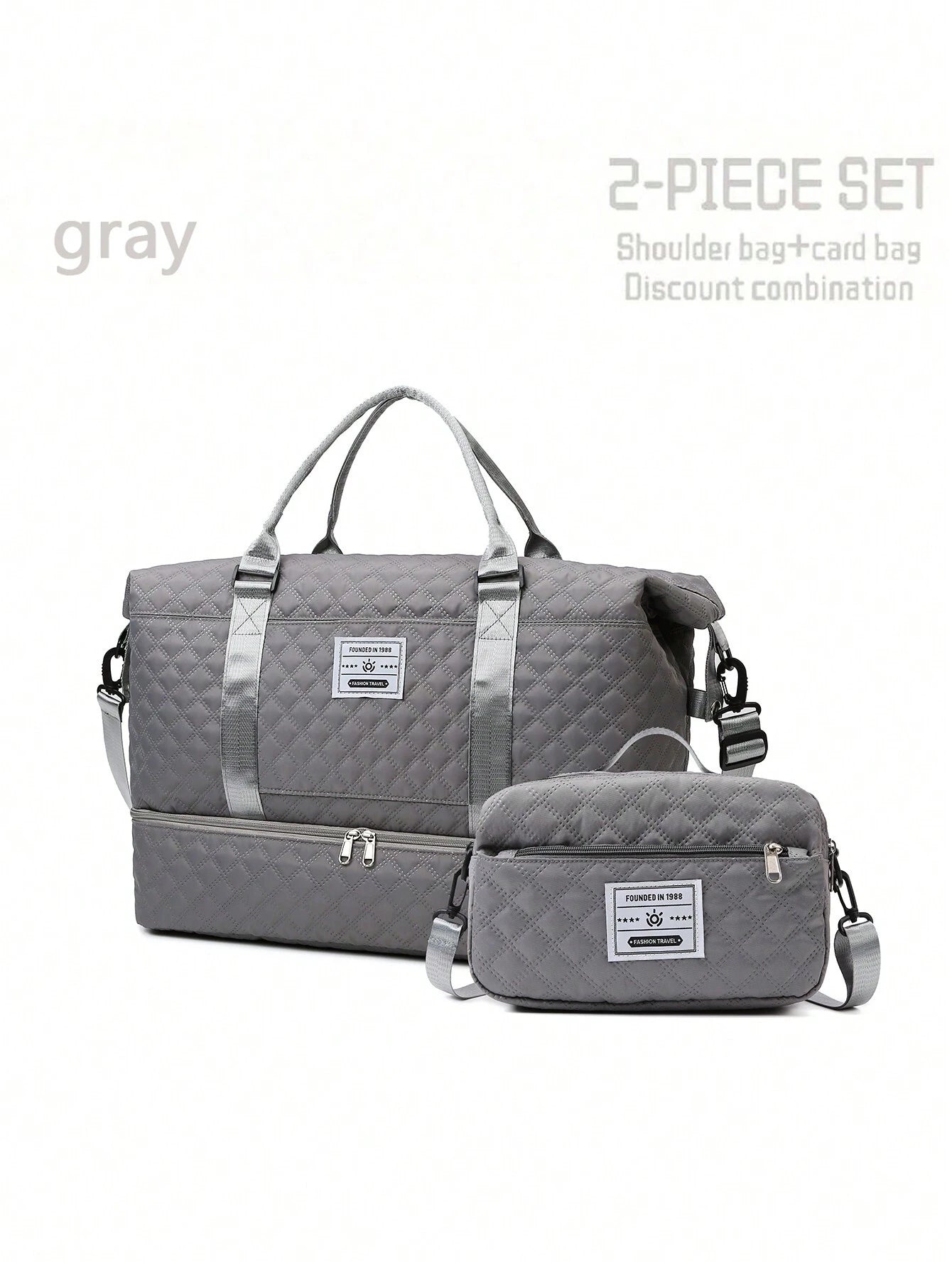 2PCS Large Capacity Travel Duffel Bag, Wet and Dry Separation Fitness Bag, Weekend Overnight Shoulder Bag, Hospital Necessary Mommy Bag, Travel Bag, Holiday Bag, Weekend Bag, Overnight Bag, with a Pull Bar Bag, with Shoe Storage, Boarding Bag, Cosmetics Storage Bag for Suitcase Gym Bag Duffle Bag for Luggage Carry on Bag College Bag Luggage Bags Weekender Bag Hospital Bag Winter