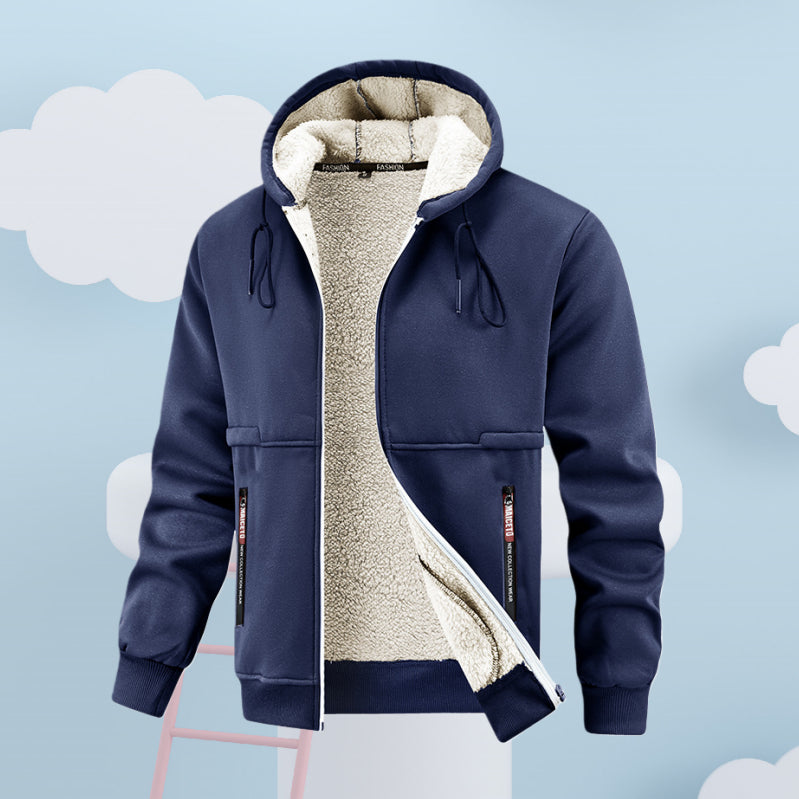 Mens Thickened Winter Lambswool Jacket | Warm Outdoor Coat