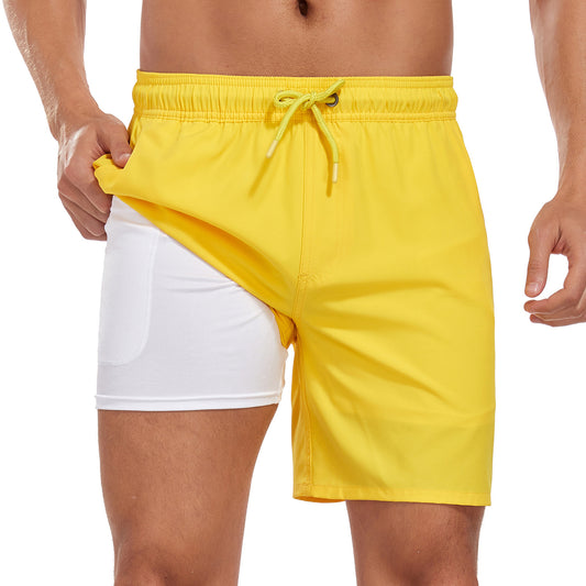 Mens Double-layer Beach Shorts