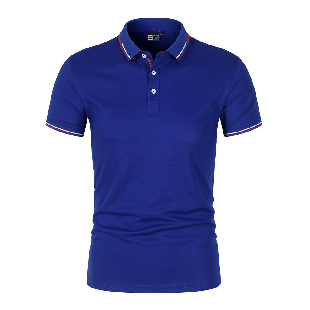 Mens Solid Colour Polo Shirt | Stand Collar Short Sleeve