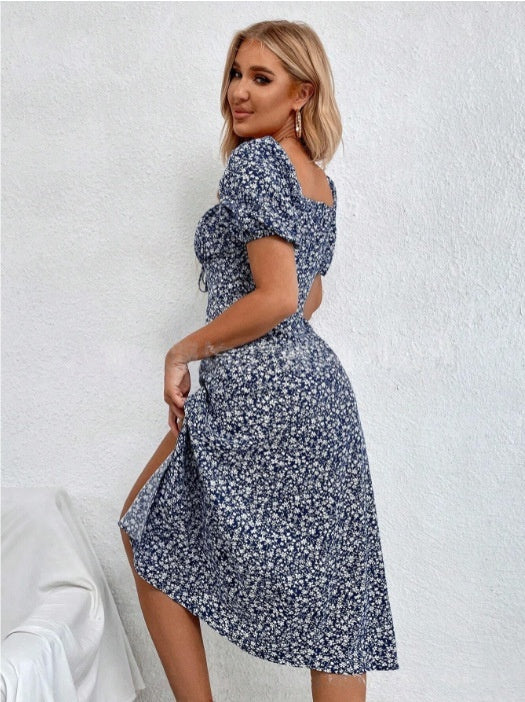French-Style Floral Slip Dress - Adjustable Suspender Straps