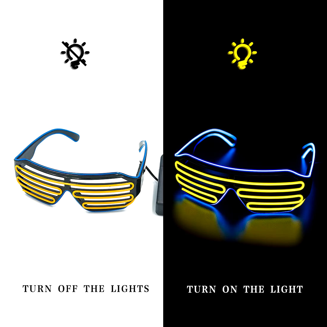 Glowing Glasses LED Gafas Luminous Bril Neon Christmas Glow Sunglasses Flashing Light Glass for Party Supplies Prop Costumes New