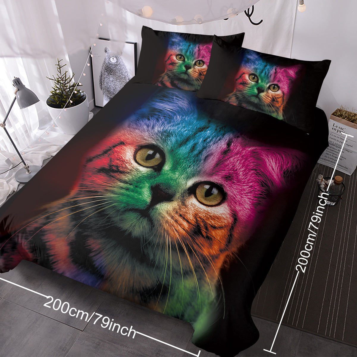 Colourful Cat Duvet Cover Set (3pc) | Soft Microfibre Bedding