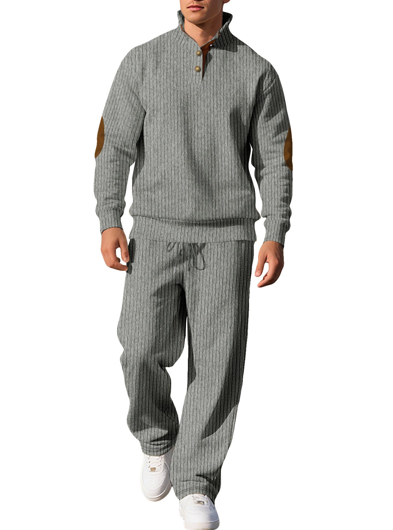 Mens Casual Trousers And Stand-collar Versatile Jacket Set