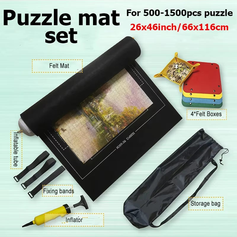 1500~3000Pcs Puzzle Mat Roll up Non Woven Fabric Children Puzzle Toy Accessories Brainstorming Game Parent-Child Interaction TMZ