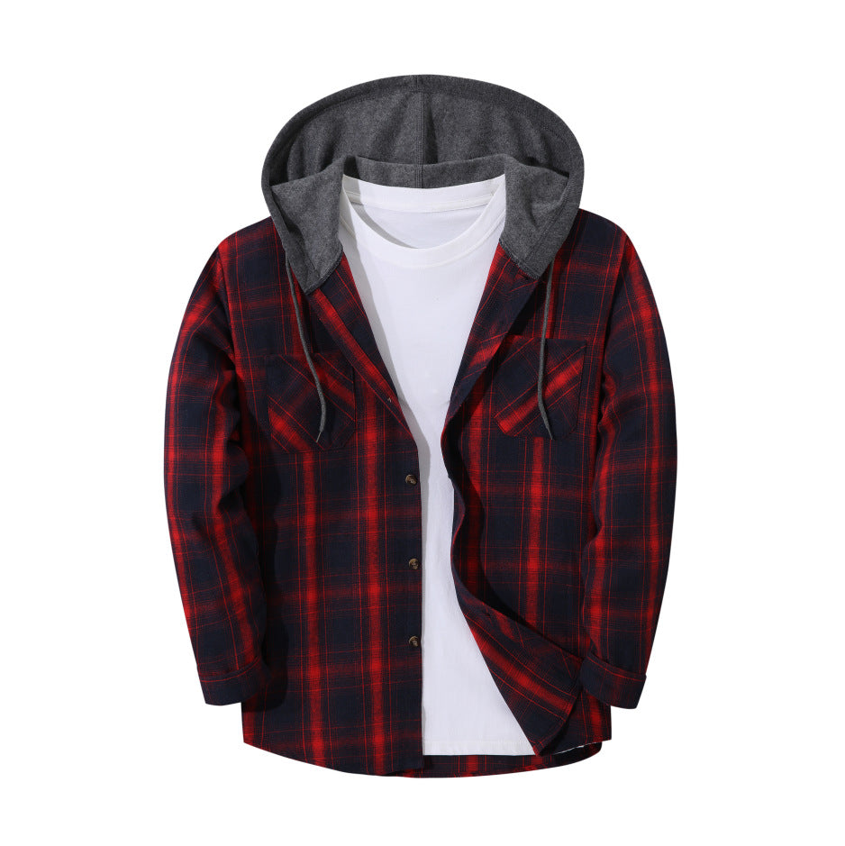 Men’s Plaid Hooded Jacket UK | Trendy Check Hoodie Coat