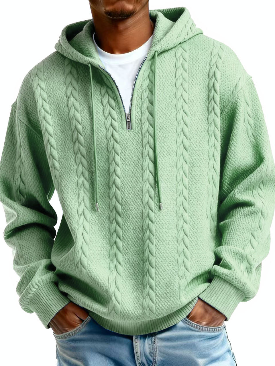 Mens Half Zip Hooded Sweatshirt | Casual Autumn Hoodie