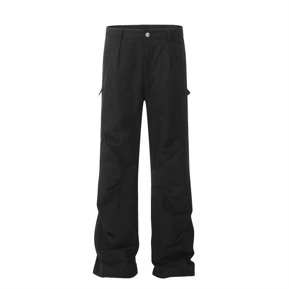 Solid Color Workwear Men's Baggy Straight Trousers