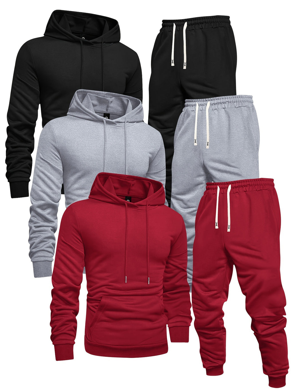🔥 3 Sets Men’s Casual Sports Hoodies & Pants Tracksuit Bundle