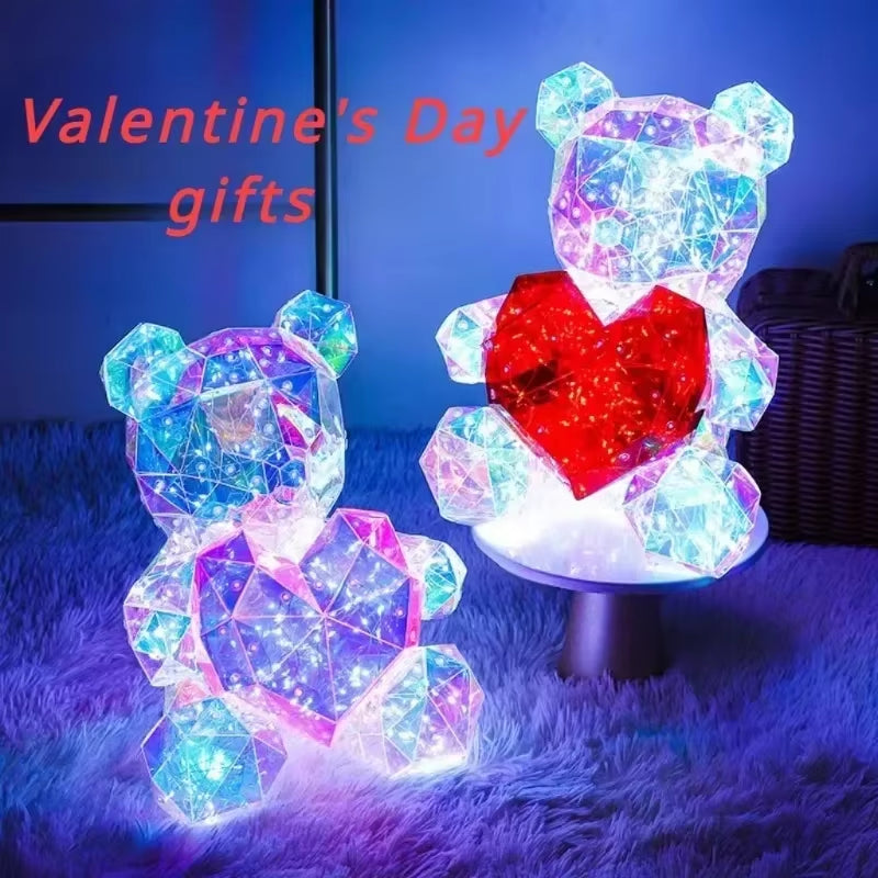 30Cm Teddy Bear Doll Gift Lamp Colorful Sparkling Romantic Surprise LED Gift Light Girls Birthday Valentine'S Day Bedroom Decor