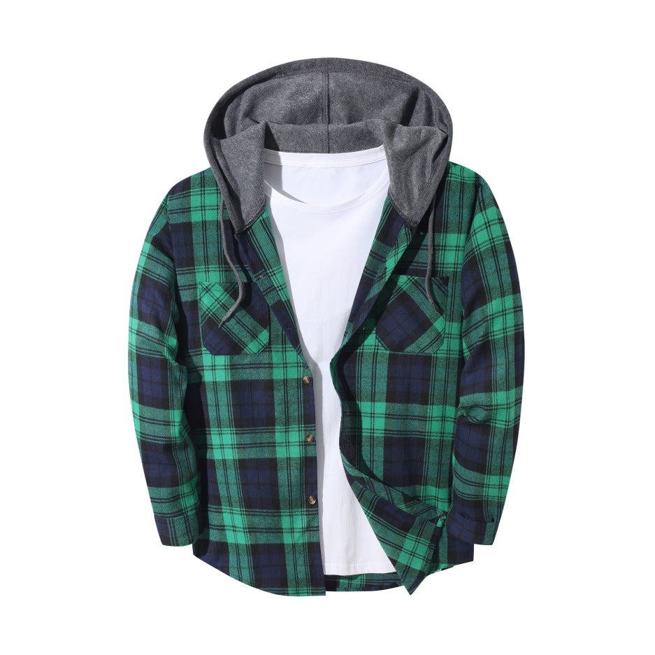Men’s Plaid Hooded Jacket UK | Trendy Check Hoodie Coat