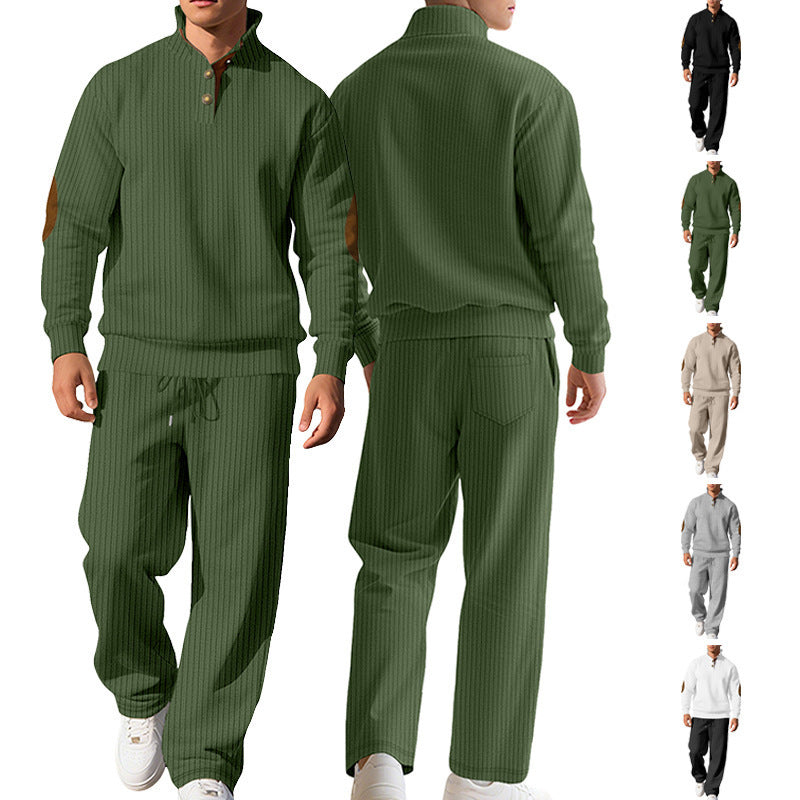 Mens Casual Trousers And Stand-collar Versatile Jacket Set