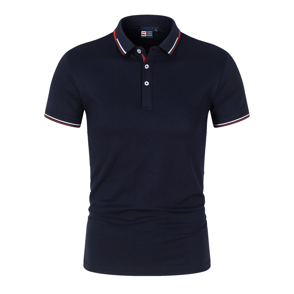 Mens Solid Colour Polo Shirt | Stand Collar Short Sleeve