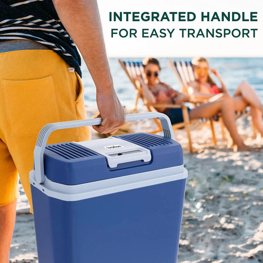 Electric Cooler & Warmer, 24 L Portable Thermoelectric 12 Volt Cooler with Handle - Blue
