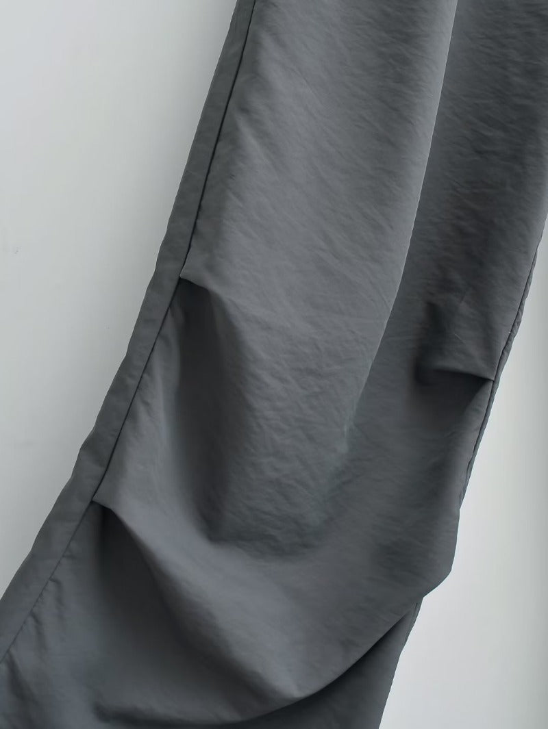 Summer New Thin Baggy Straight Trousers Waist Belt Paper Bag Pants High-waisted Trousers Drawstring Casual Pants
