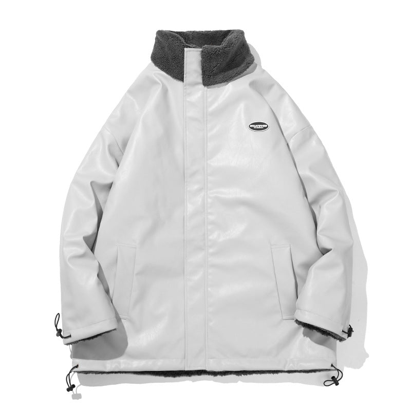 Men’s Reversible Fleece Jacket | Warm Zip Up Coat with Stand Collar