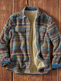 Men's Plaid Fuzzy Long-Sleeve Shirt Jacket