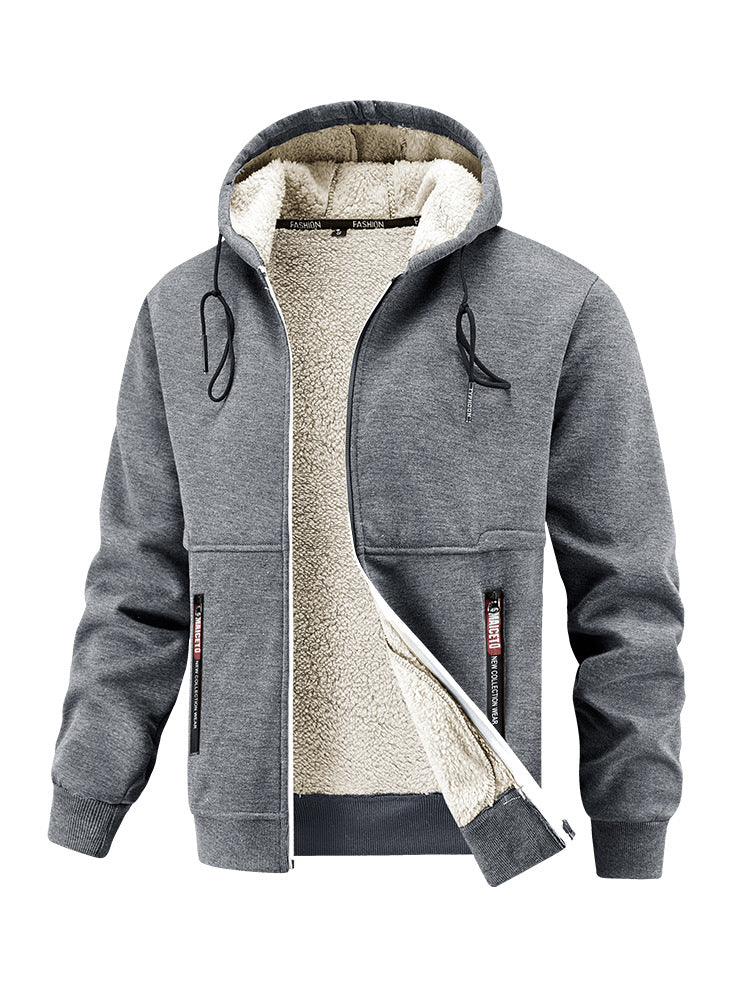 Mens Thickened Winter Lambswool Jacket | Warm Outdoor Coat