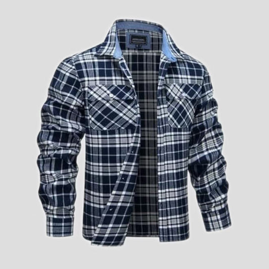 👔 Men’s Printed Plaid Long-Sleeve Shirt