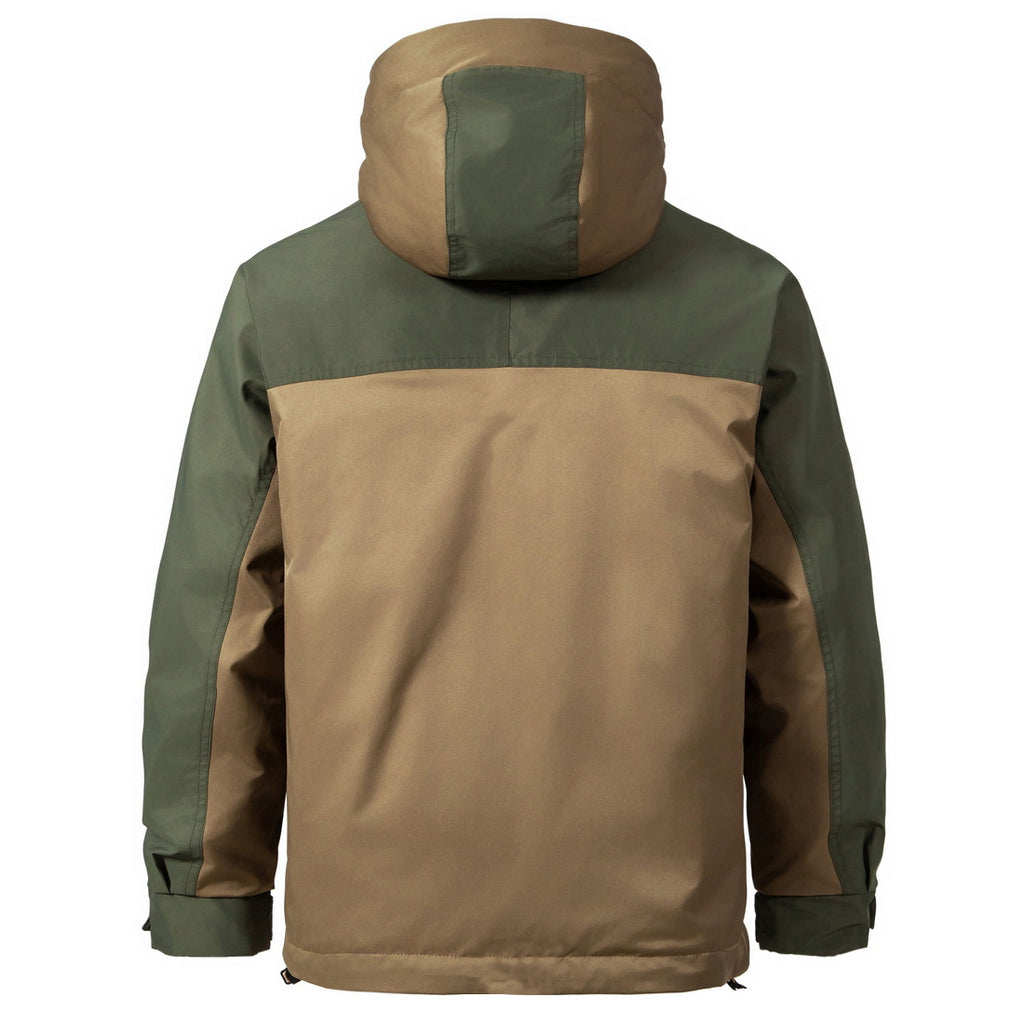 Mens American-style Functional Hooded Jacket With Dual Zippers