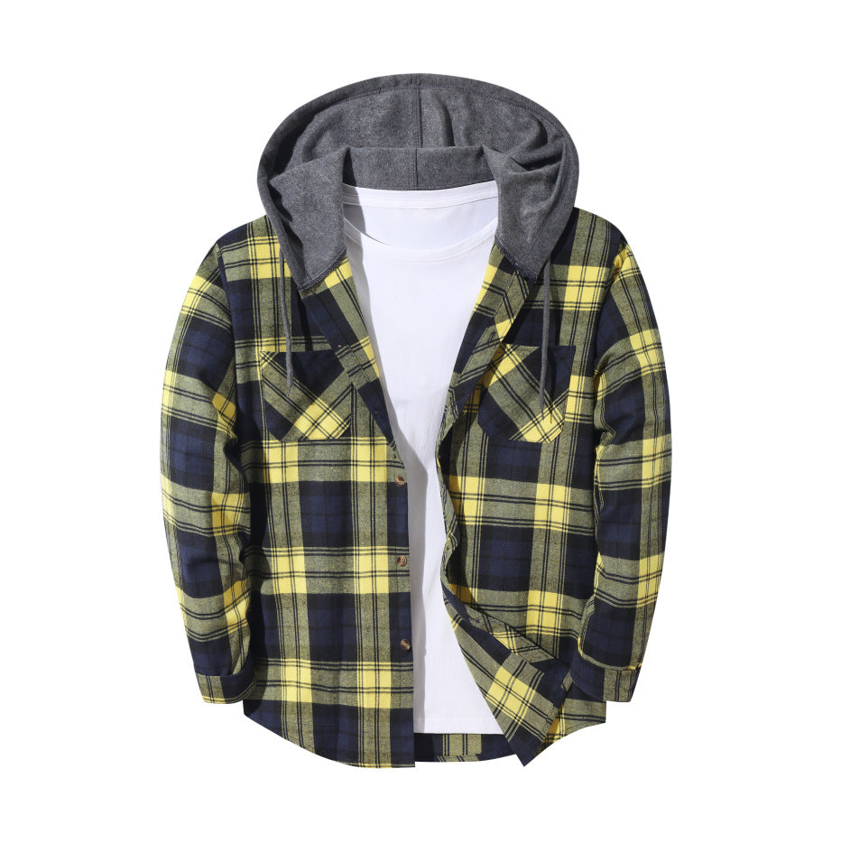 Men’s Plaid Hooded Jacket UK | Trendy Check Hoodie Coat