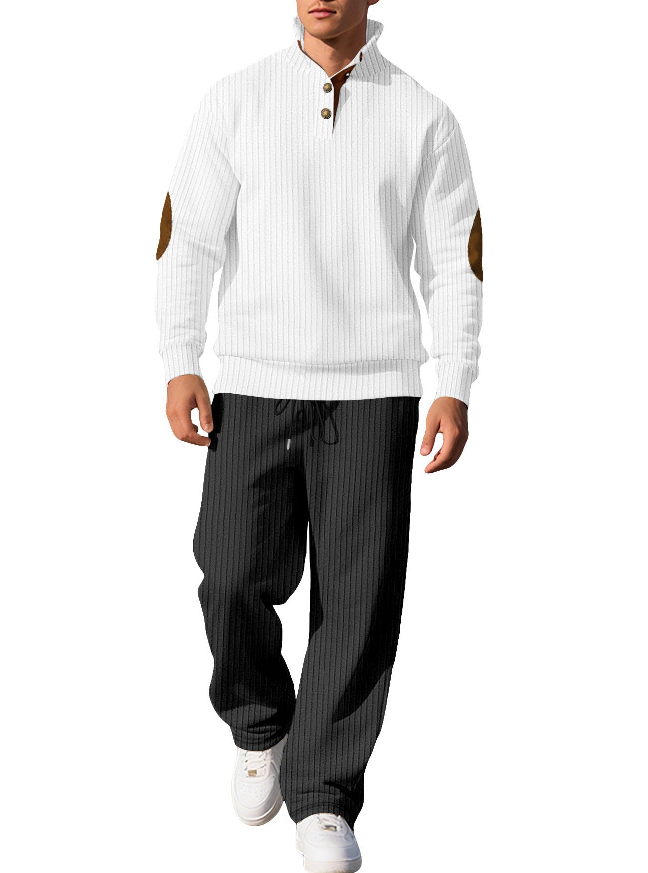 Mens Casual Trousers And Stand-collar Versatile Jacket Set