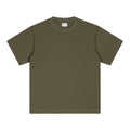 Mens Pure Cotton Solid-Color Drop Shoulder Crew Neck Shirt With Double Yarn