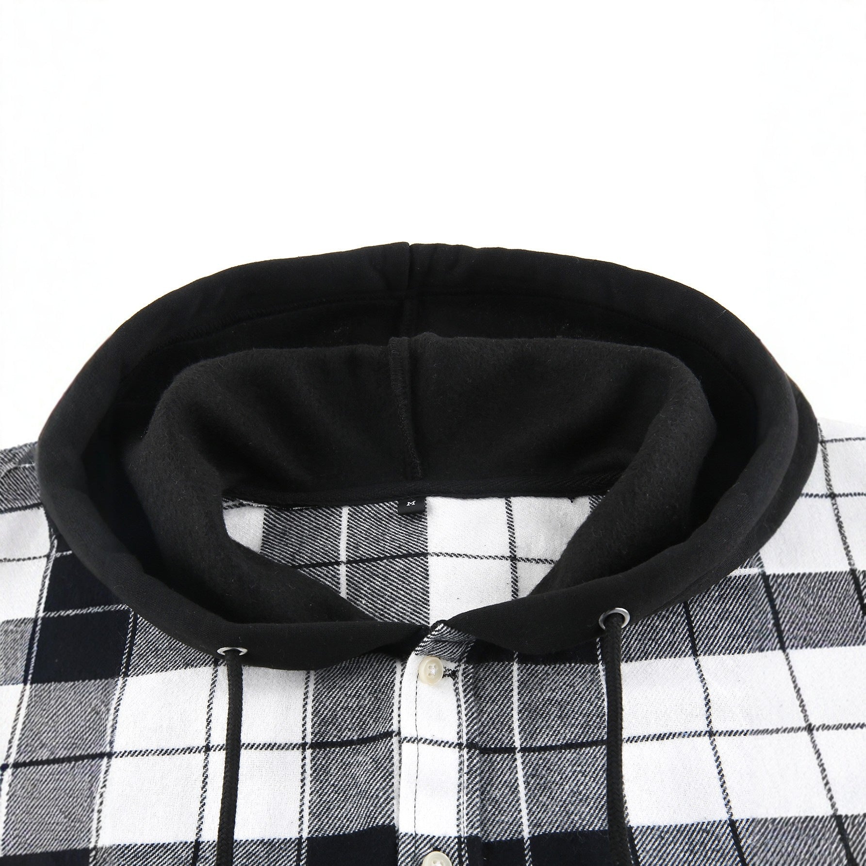 Men's Plaid Shirt Casual Hooded Jacket With Two Pockets