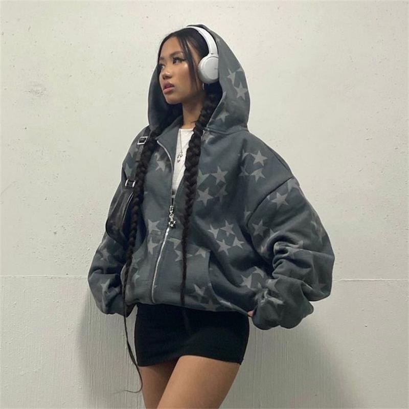 Star Print Zip Hoodie UK | Unisex Streetwear Jacket
