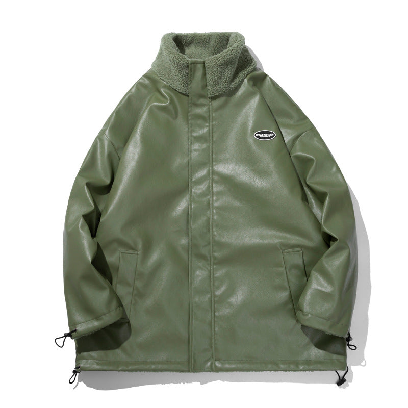 Men’s Reversible Fleece Jacket | Warm Zip Up Coat with Stand Collar
