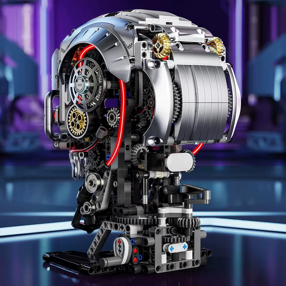 1099+Pcs Mechanical Skull Building Blocks Set Robotic Skull Model with Power Motor DIY Kit Adult Kids Christmas Birthday Gifts