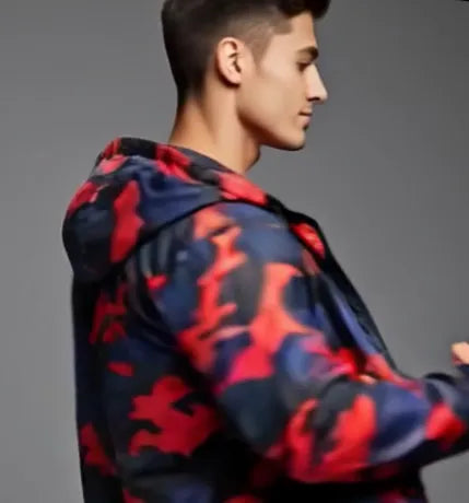 Men's Camo Jacket & Red Graphic T-Shirt 2-Piece Outfit Set