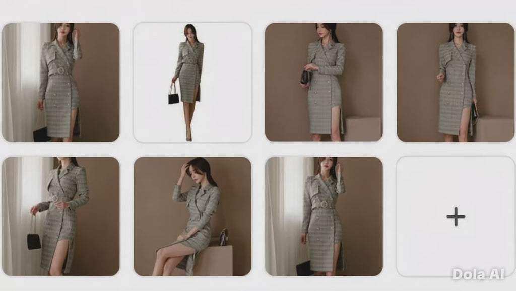 Women's Office Fashion Plaid Blazer Dress