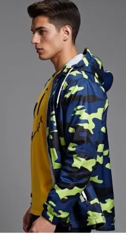 Men's Camo Jacket & Yellow Graphic T-Shirt 2-Piece Outfit Set